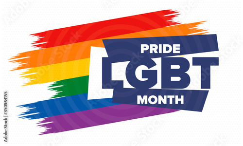 LGBT Pride Month in June. Lesbian Gay Bisexual Transgender. Celebrated annual. LGBT flag. Rainbow love concept. Human rights and tolerance. Poster, card, banner and background. Vector ilustration