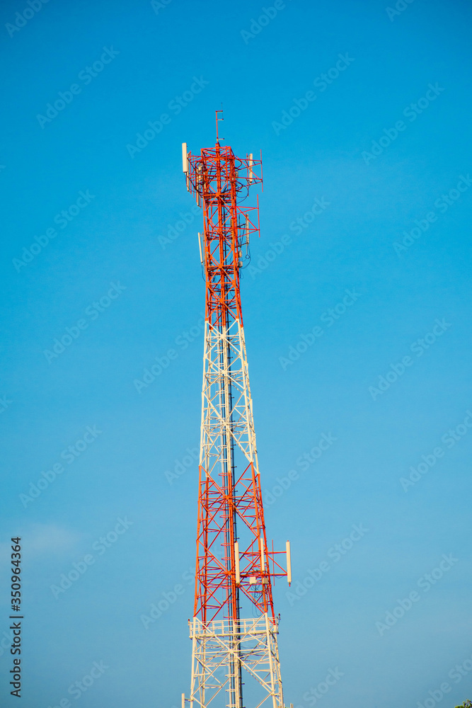 Telecommunication tower of 4G and 5G cellular. Antenna transmission communication. Cell phone signal base station. Telecommunication tower of 4G and 5G cellular. Antenna transmission communication. Cell phone signal base station.