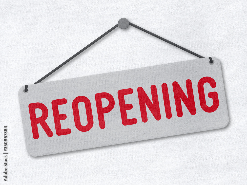 Reopening - signboard on a paper background Reopening - signboard on a paper background