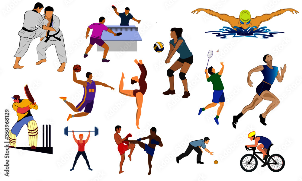 set of people playing sports silhouettes set of people playing sports silhouettes