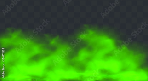 Green stink bad smell, smoke or poison gases,chemical toxic vapour.Vector realistic set of stench breath or sweat odor isolated on transparent checkered background.
