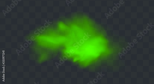 Green stink bad smell, smoke or poison gases,chemical toxic vapour.Vector realistic set of stench breath or sweat odor isolated on transparent checkered background.
