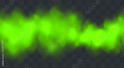 Green stink bad smell, smoke or poison gases,chemical toxic vapour.Vector realistic set of stench breath or sweat odor isolated on transparent checkered background.
