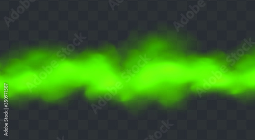 Green stink bad smell, smoke or poison gases,chemical toxic vapour.Vector realistic set of stench breath or sweat odor isolated on transparent checkered background.
