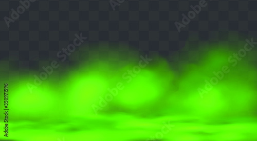 Green stink bad smell, smoke or poison gases,chemical toxic vapour.Vector realistic set of stench breath or sweat odor isolated on transparent checkered background.
