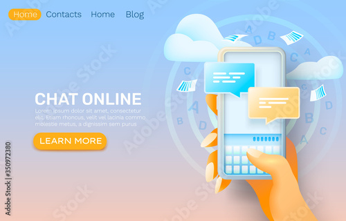 Smartphone chat online application, contact dialog network, talk service.