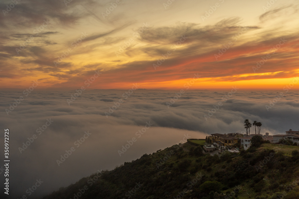 Sunset over the clouds in Laguna Beach California Sunset over the clouds in Laguna Beach California