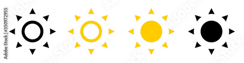 Free Download Sun collection. Sun vector icons, isolated on white background. Sun rays yellow and black color in flat design. Vector illustration - GFXLoad
