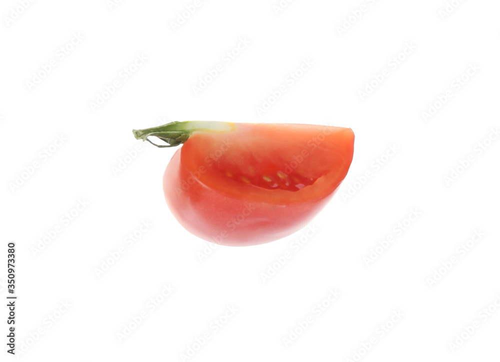 Slice of fresh tomato isolated on white Slice of fresh tomato isolated on white