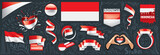 Vector set of the national flag of Indonesia in various creative designs