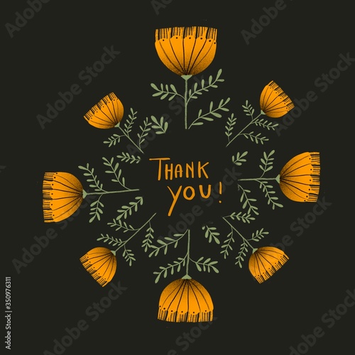 Thank You Card in flower background