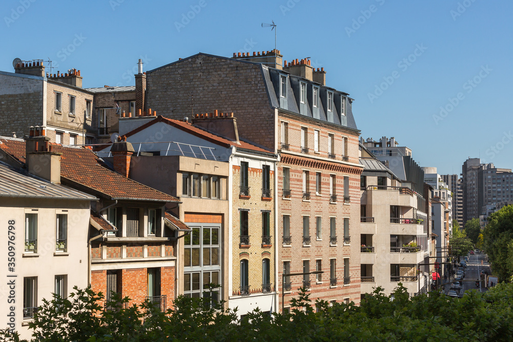 Paris, Boulogne Billancourt district France. High views on home buildings in rue de Silly Paris, Boulogne Billancourt district France. High views on home buildings in rue de Silly