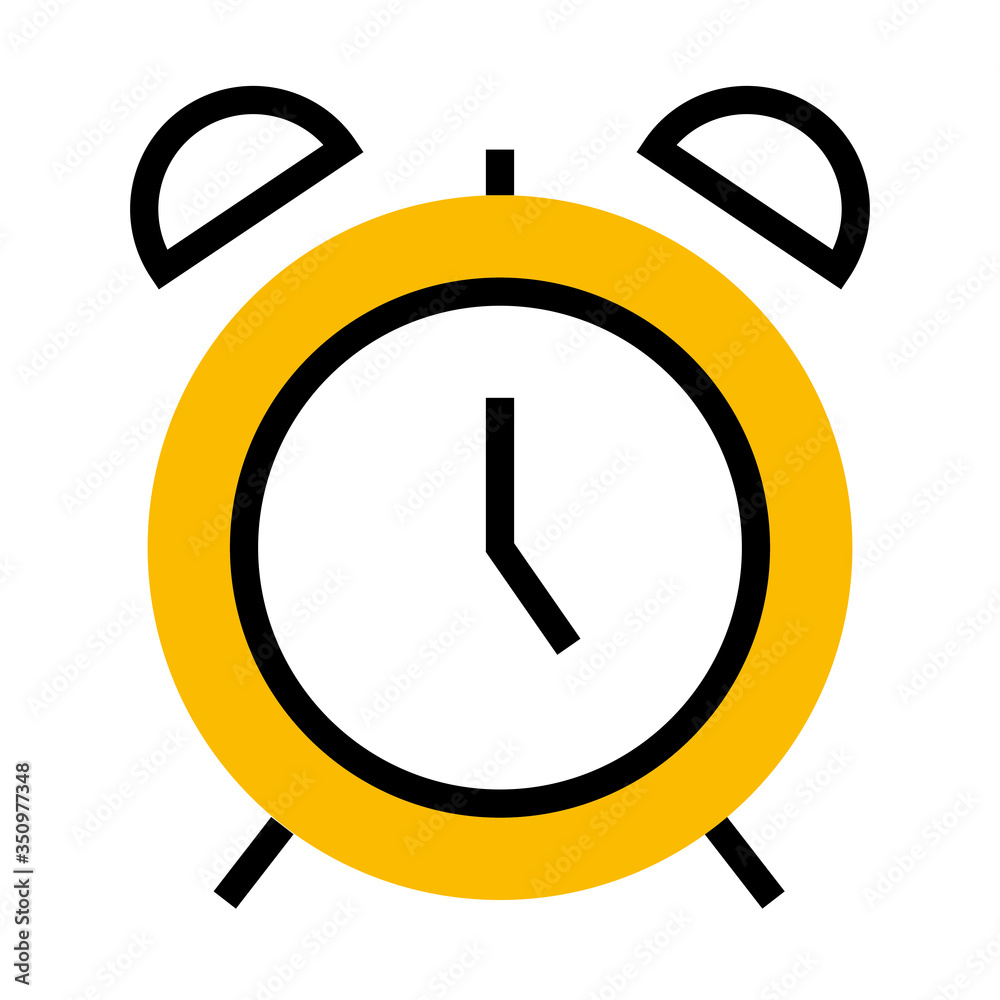 alarm clock icon, half color half line style alarm clock icon, half color half line style