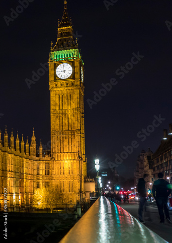 Night photo of London with illuminated Big Ben