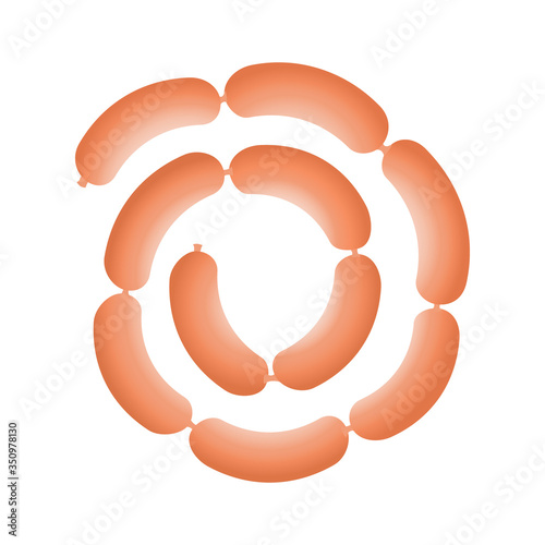 Delicatessen meat, sausages on a white background.