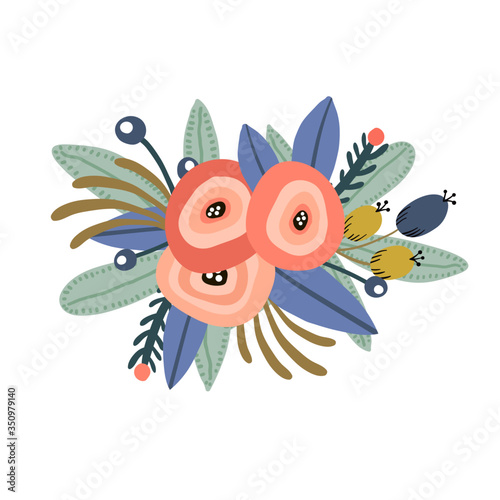 Foral composition isolated on white. Vector Illustration