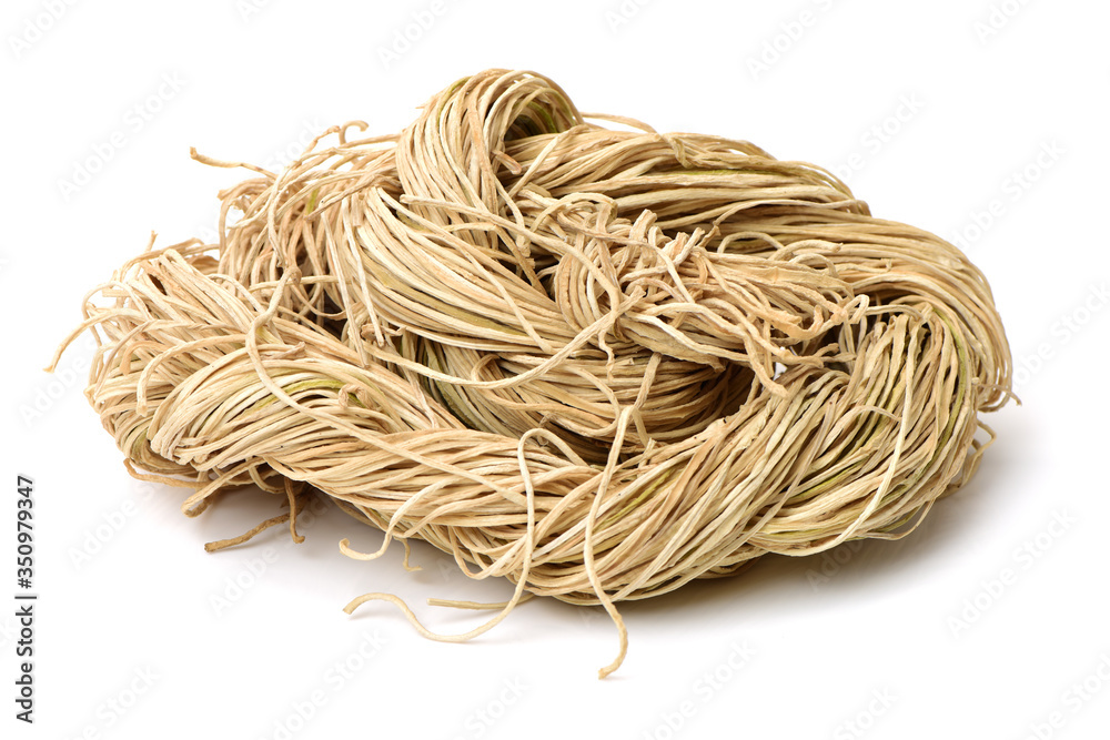 dried shavings of calabash on white background