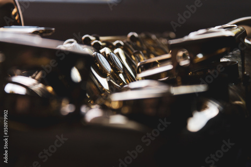 Close up of the saxophone keys.