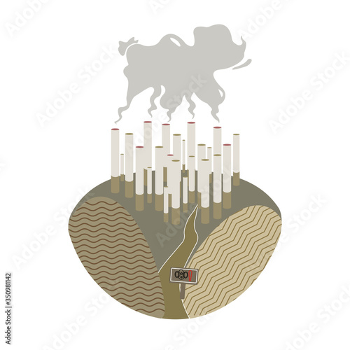 Illustration Of World No Tobacco Day Banner Or Poster Design. Concept of how the world is governed and polluted by tobacco. - Vector
