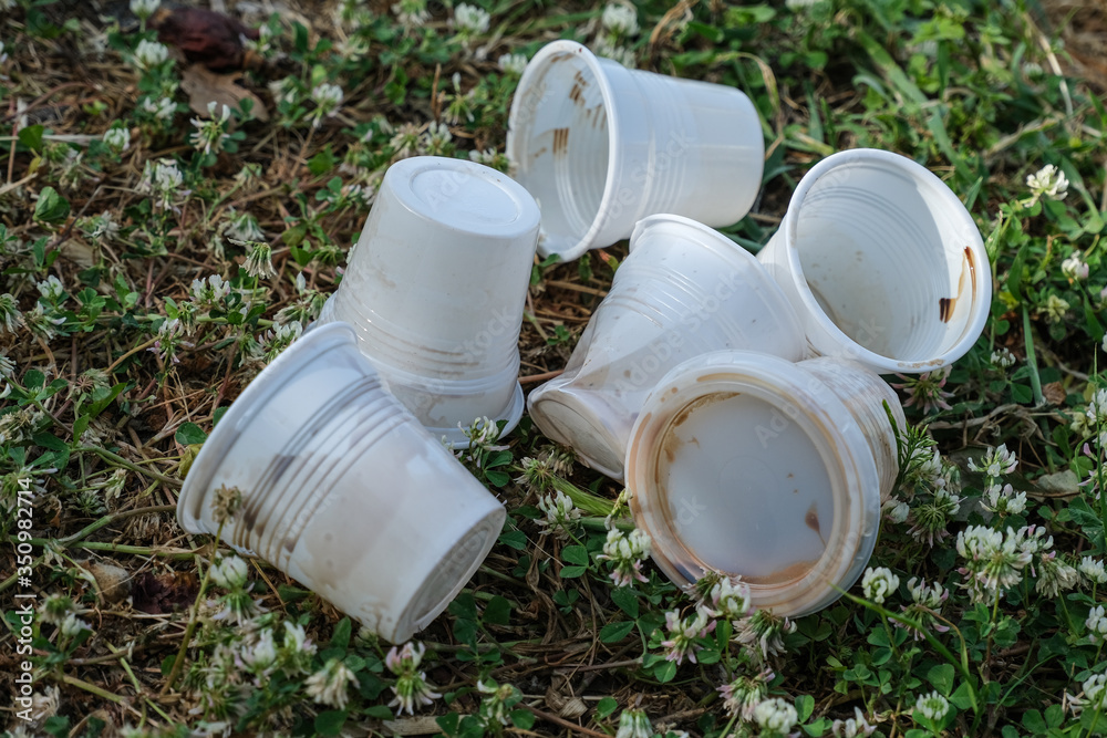 Take away plastic coffee used glass discharged waste,dirty disposable pollution Take away plastic coffee used glass discharged waste,dirty disposable pollution