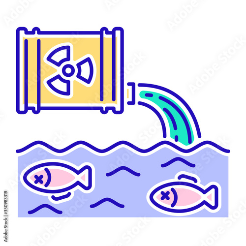 Water pollution color line icon. Eco problems. Isolated vector element. Outline pictogram for web page, mobile app, promo