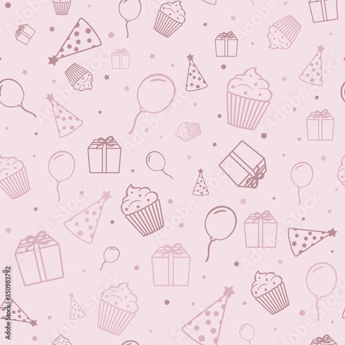 Birthday elements in pink c...