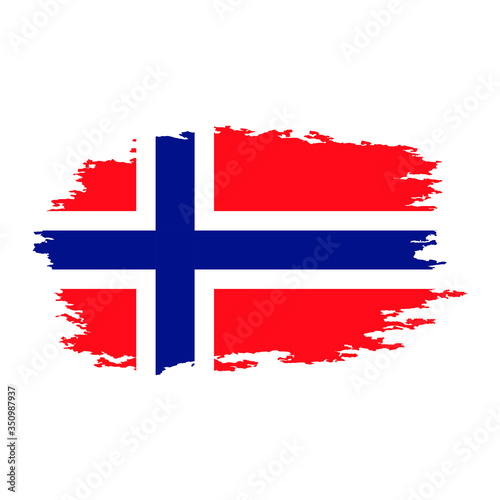 flag of norway painted with grunge brush isolated on white background