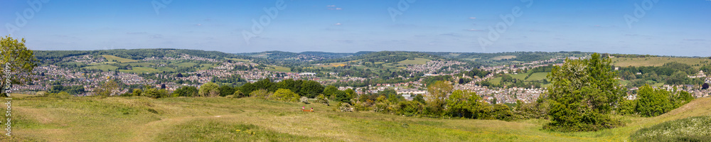 View from Selsley Common towards Stroud,Cotswolds, Gloucestershire, England, United Kingdom