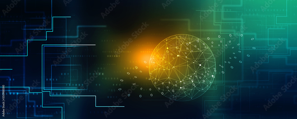 Obraz premium 2d illustration Abstract futuristic electronic circuit technology background