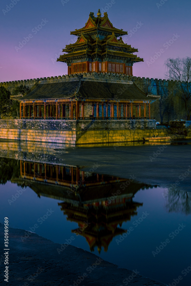Northwestern tower of the Forbidden City Palace Museum in Beijing, China