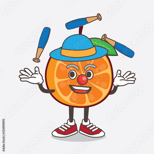 Orange Fruit cartoon mascot character play Juggling