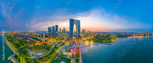 Night view of CBD City  Suzhou Industrial Park  Jiangsu Province  China