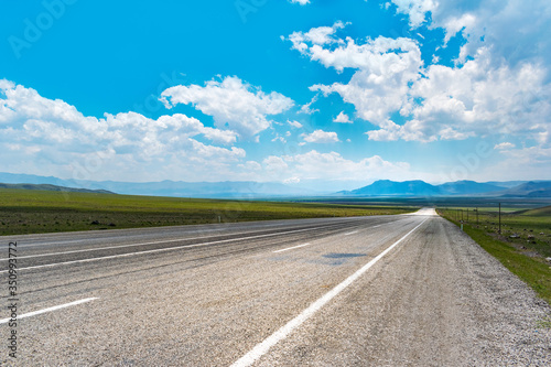 Long straight open road panorama