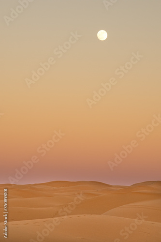 dunes at dusk with moon