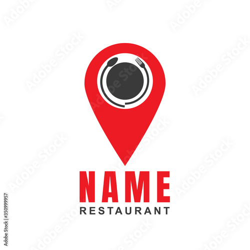 Restaurant logo design template with spoon, fork, and cutlery shape. Minimalist flat icon Cooking culinary concept. Element graphic vector illustration for label catering, chef branding, canteen