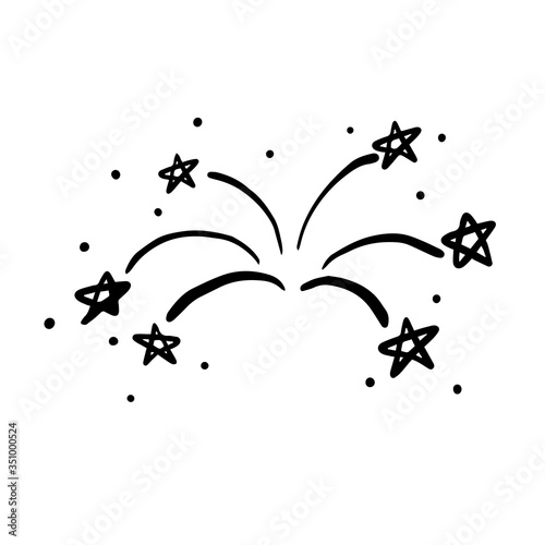 Doodle sketch salute on a white background with a place for an inscription.