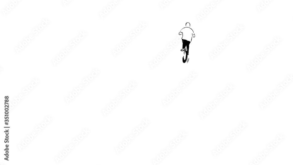 Black and white classic animation of jumping on a BMX bike Black and white classic animation of jumping on a BMX bike
