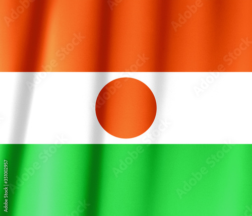Niger flag on satin texture.