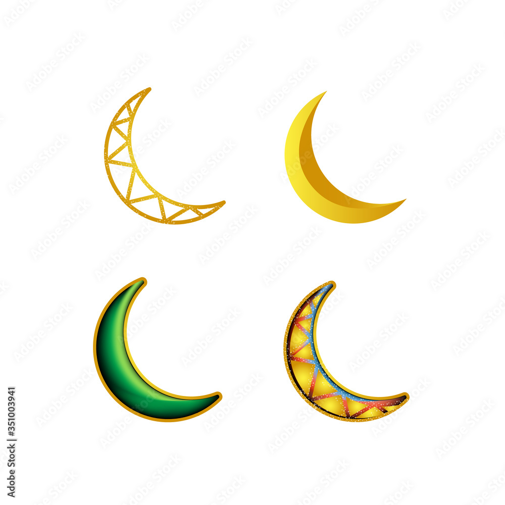Collection of golden moon for ornament and element design Collection of golden moon for ornament and element design