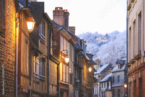 Closeup of houses of the old city centre in Honfleur, Normandy, France © nonglak