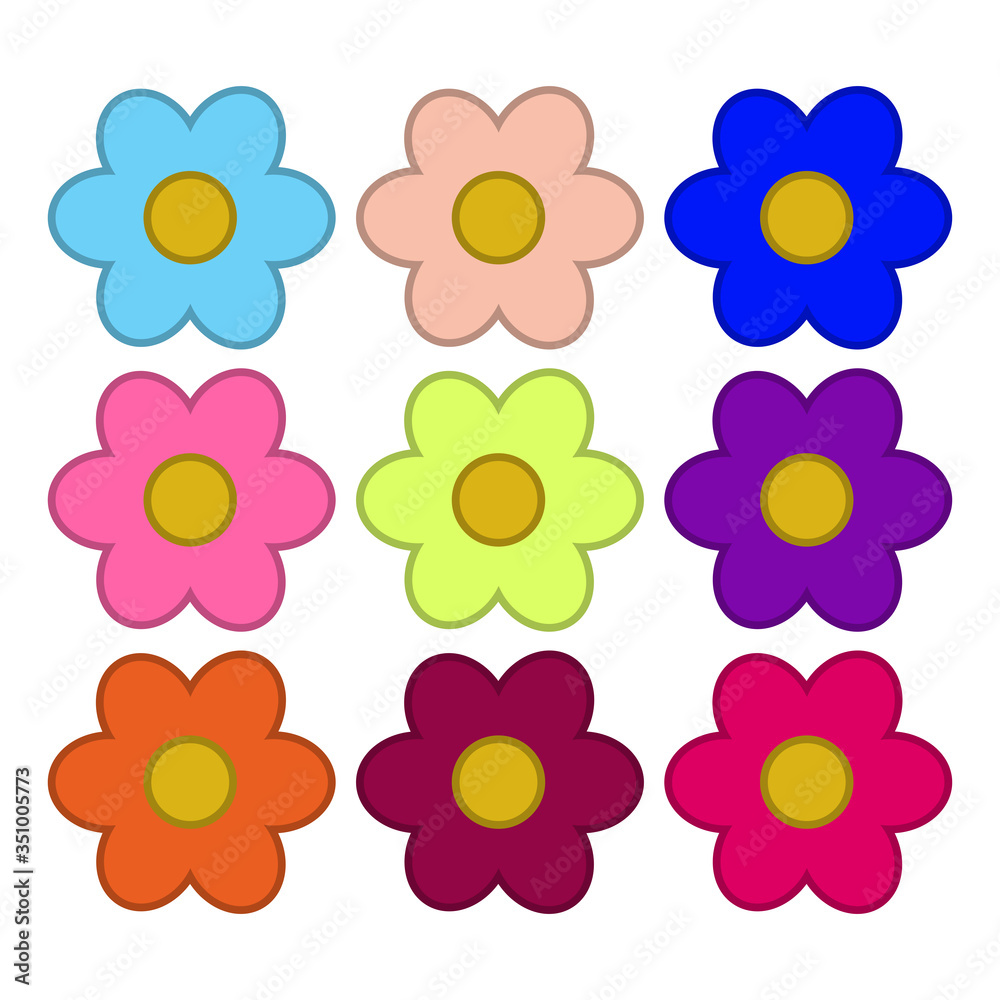 Collection of multi-colored Flowers Vector