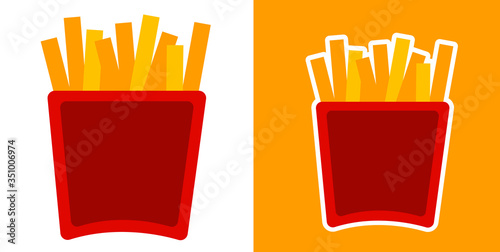 French Fries Chips potatoes Fast food icon sticker vector