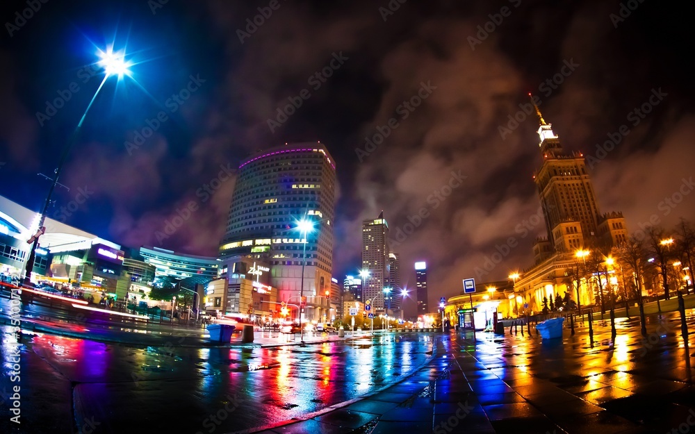 Obraz premium Warszawa nocą