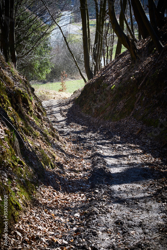 A curving path in a narrow gorge
