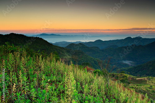 Cloud in morning and sunrise in Doi Ang Khang, Chiang Mai, Thailand photo