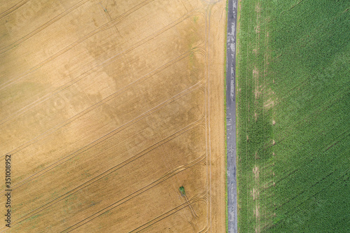 Village country farming shapes in field