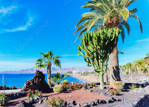 Konstfotografi Puerto del Carmen beach in Lanzarote, Canary islands, Spain