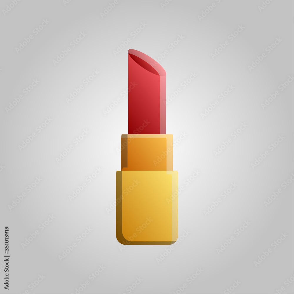 Fashionable beautiful beauty glamorous trend bright red lipstick for lips and makeup on a white background. Vector illustration Fashionable beautiful beauty glamorous trend bright red lipstick for lips and makeup on a white background. Vector illustration