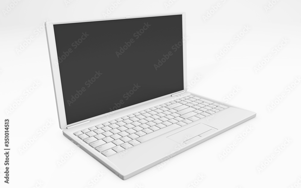 3d rendering of a laptop white colored isolated on white background 3d rendering of a laptop white colored isolated on white background
