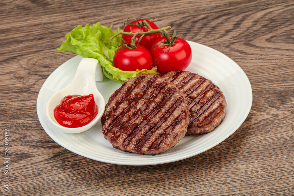 Grilled burger cutlet with sauce Grilled burger cutlet with sauce